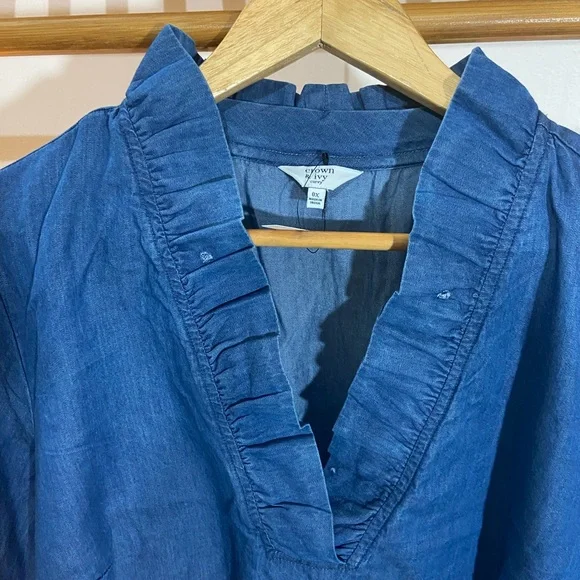 Crown & Ivy Denim Tops. Size- L - Picture 8 of 11